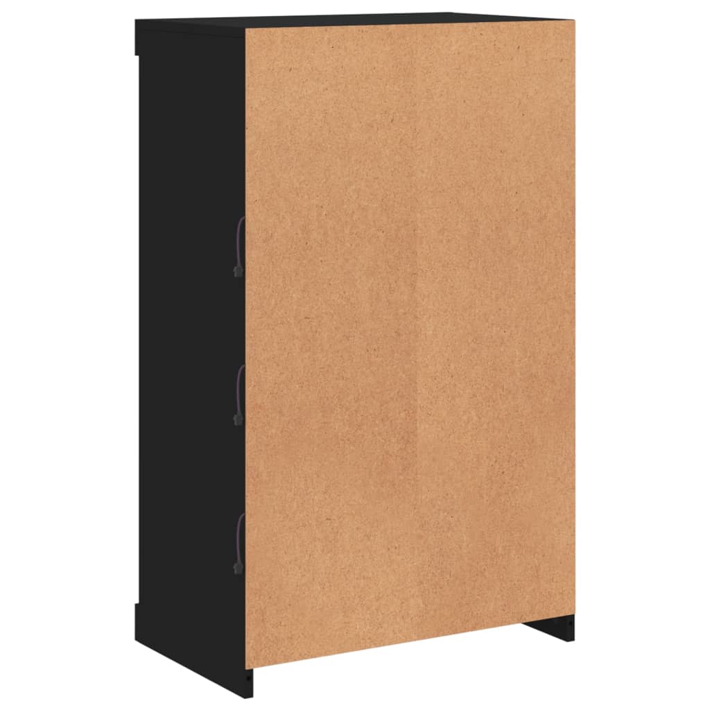 Aparador com luzes LED 60,5x37x100 cm preto
