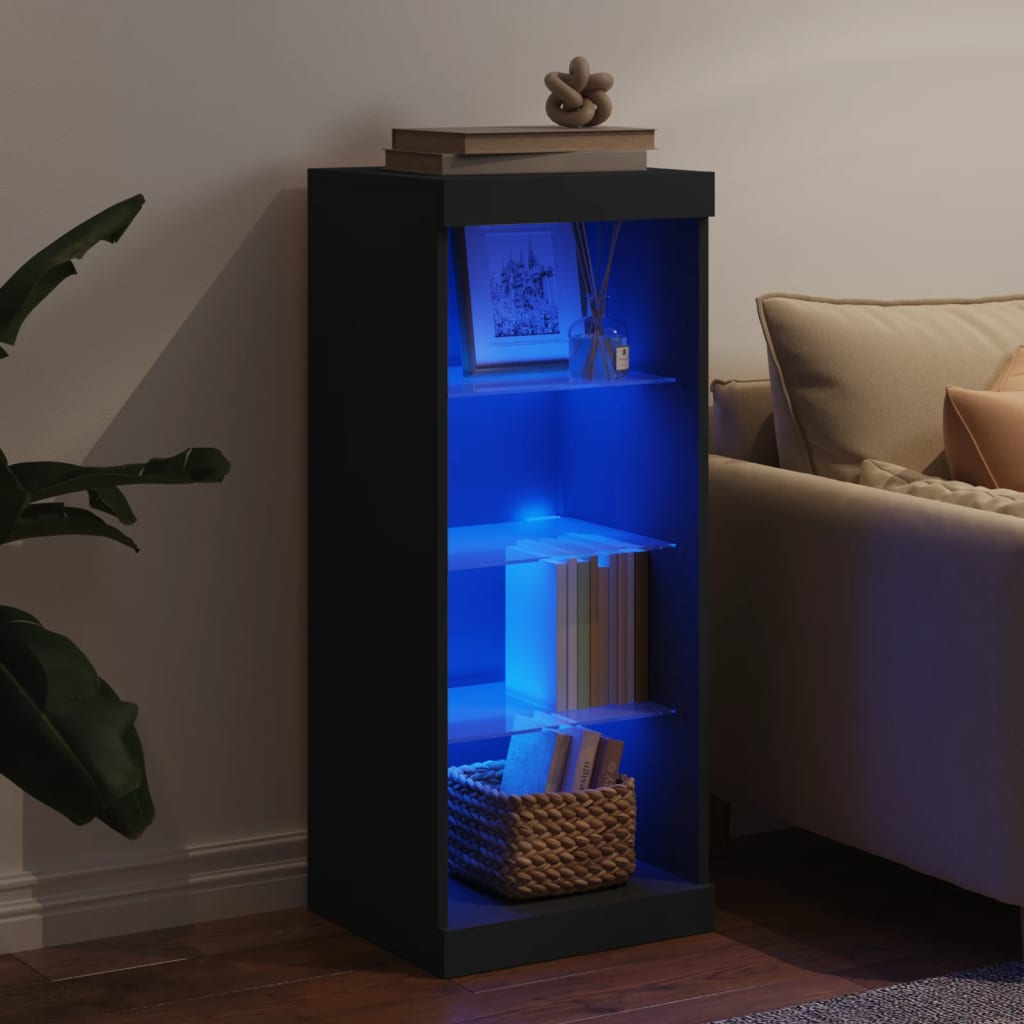 Aparador com luzes LED 41x37x100 cm preto