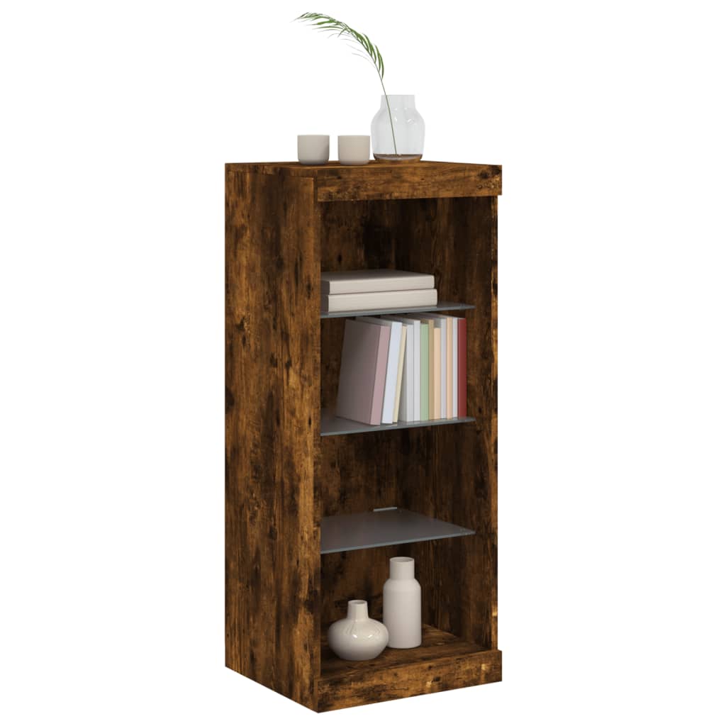 Aparador com luzes LED 41x37x100 cm carvalho fumado