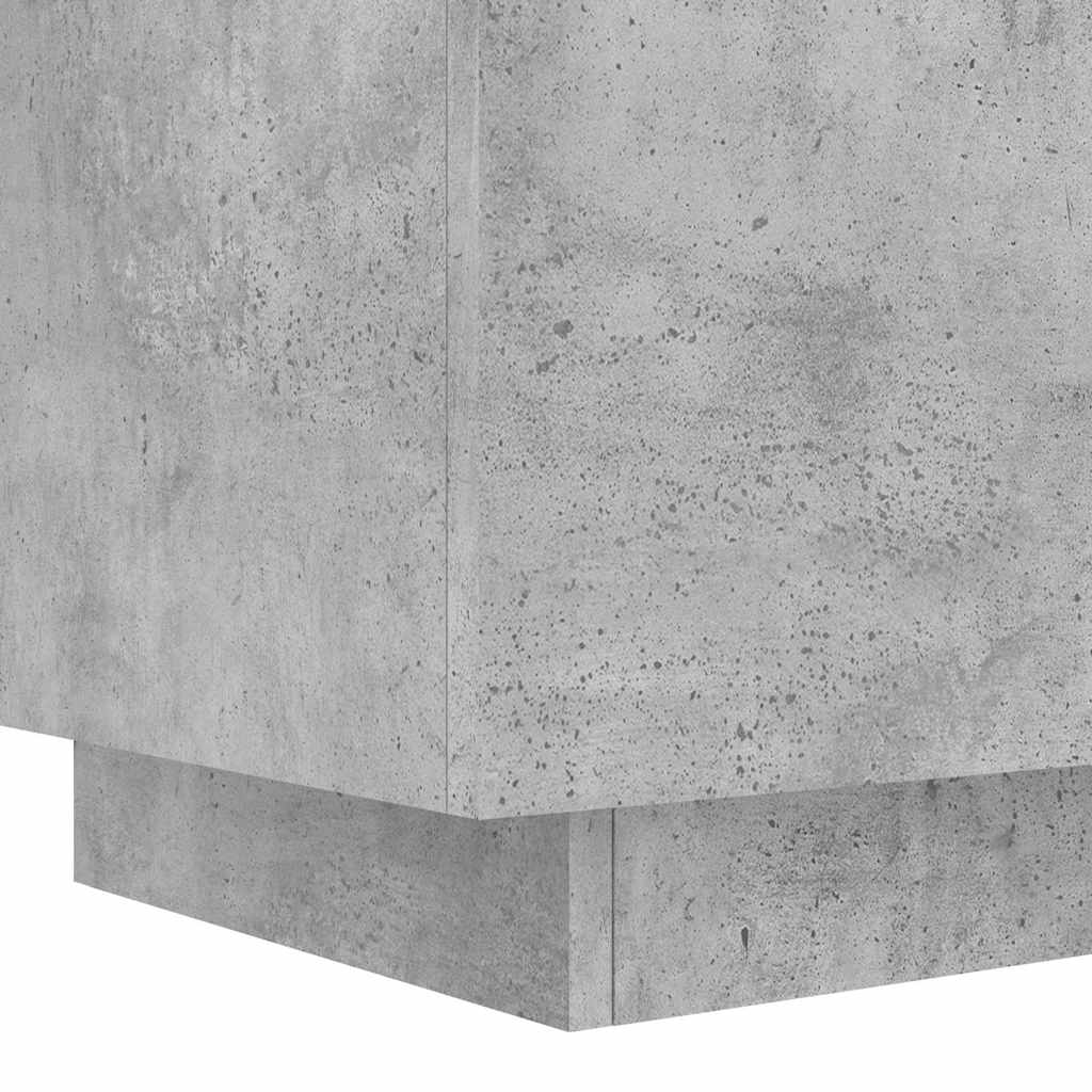 Mesa de cabeceira c/ luzes LED derivados madeira cinza cimento