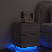 Mesa cabeceira c/ luzes LED derivados madeira cinzento sonoma