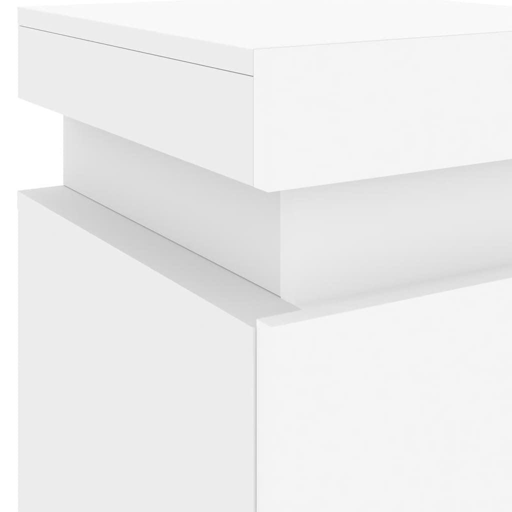 Mesas de cabeceira com luzes LED 2 pcs 35x39x55 cm branco