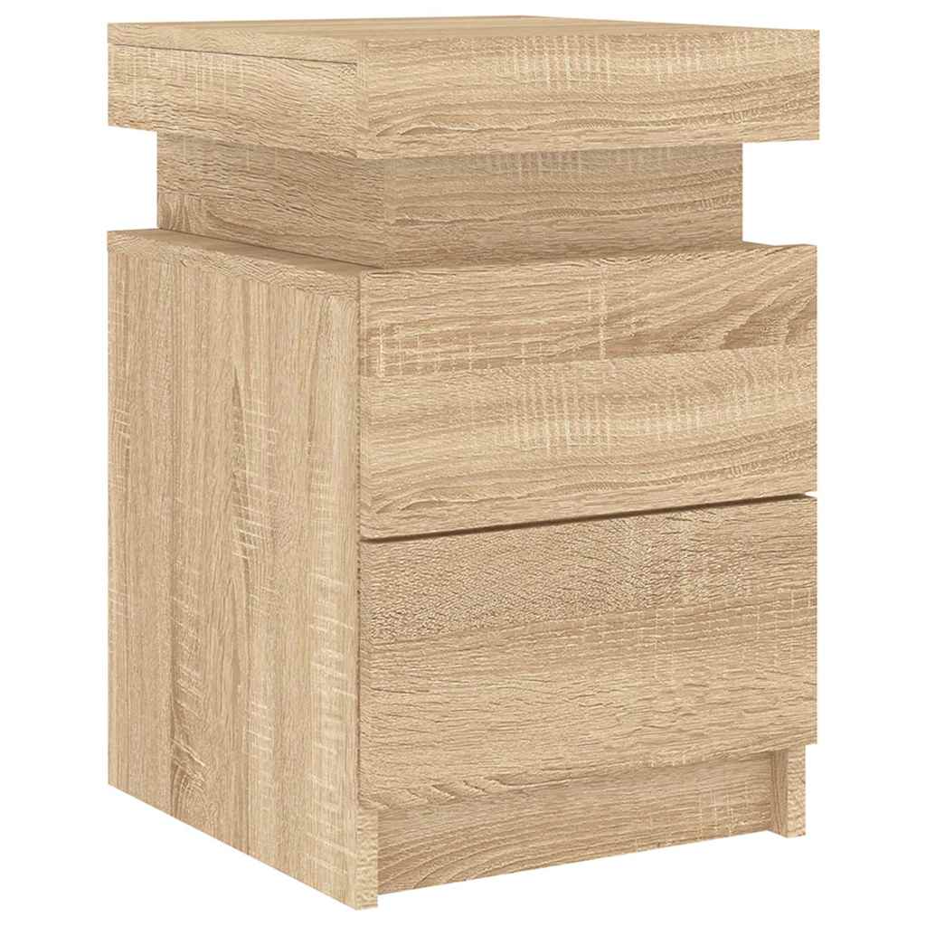 Mesas cabeceira c/ luzes LED 2 pcs 35x39x55 cm carvalho sonoma