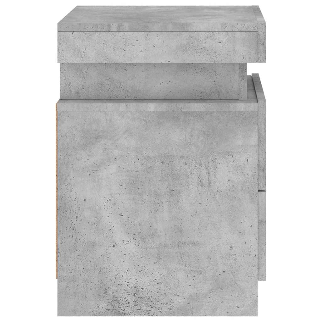 Mesas cabeceira c/ luzes LED 2 pcs 35x39x55 cm cinzento-cimento