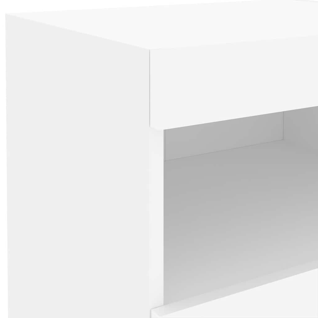 Mesas de cabeceira c/ luzes LED 2 pcs 50x40x45 cm branco