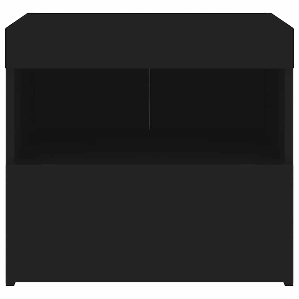 Mesas de cabeceira c/ luzes LED 2 pcs 50x40x45 cm preto