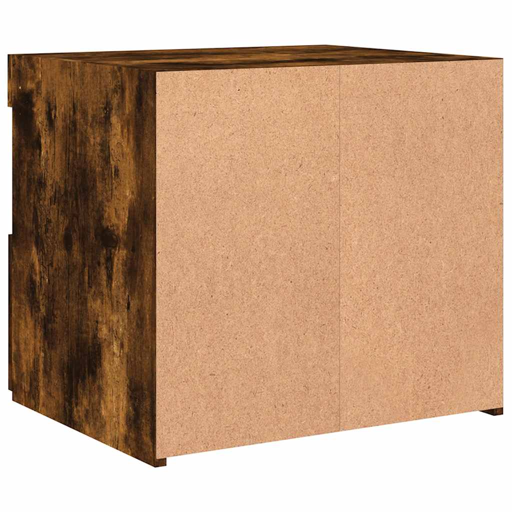 Mesas cabeceira c/ luzes LED 2 pcs 50x40x45 cm carvalho fumado