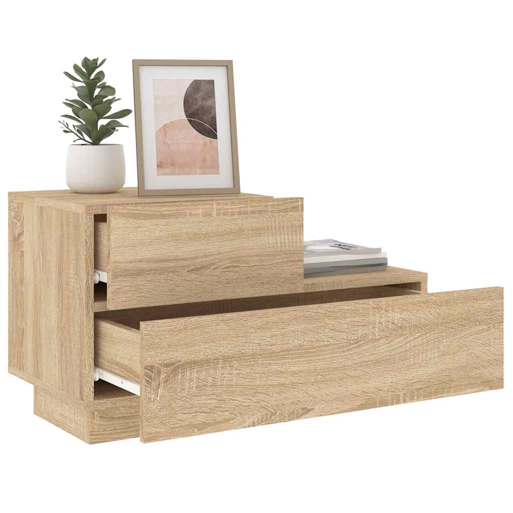 Mesa de cabeceira com luzes LED 70x36x40,5 cm carvalho sonoma