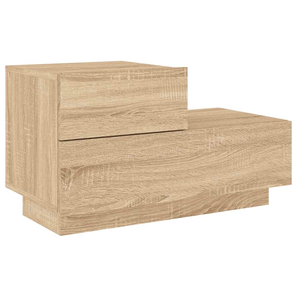 Mesa de cabeceira com luzes LED 70x36x40,5 cm carvalho sonoma