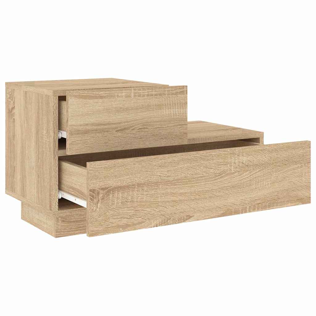 Mesa de cabeceira com luzes LED 70x36x40,5 cm carvalho sonoma
