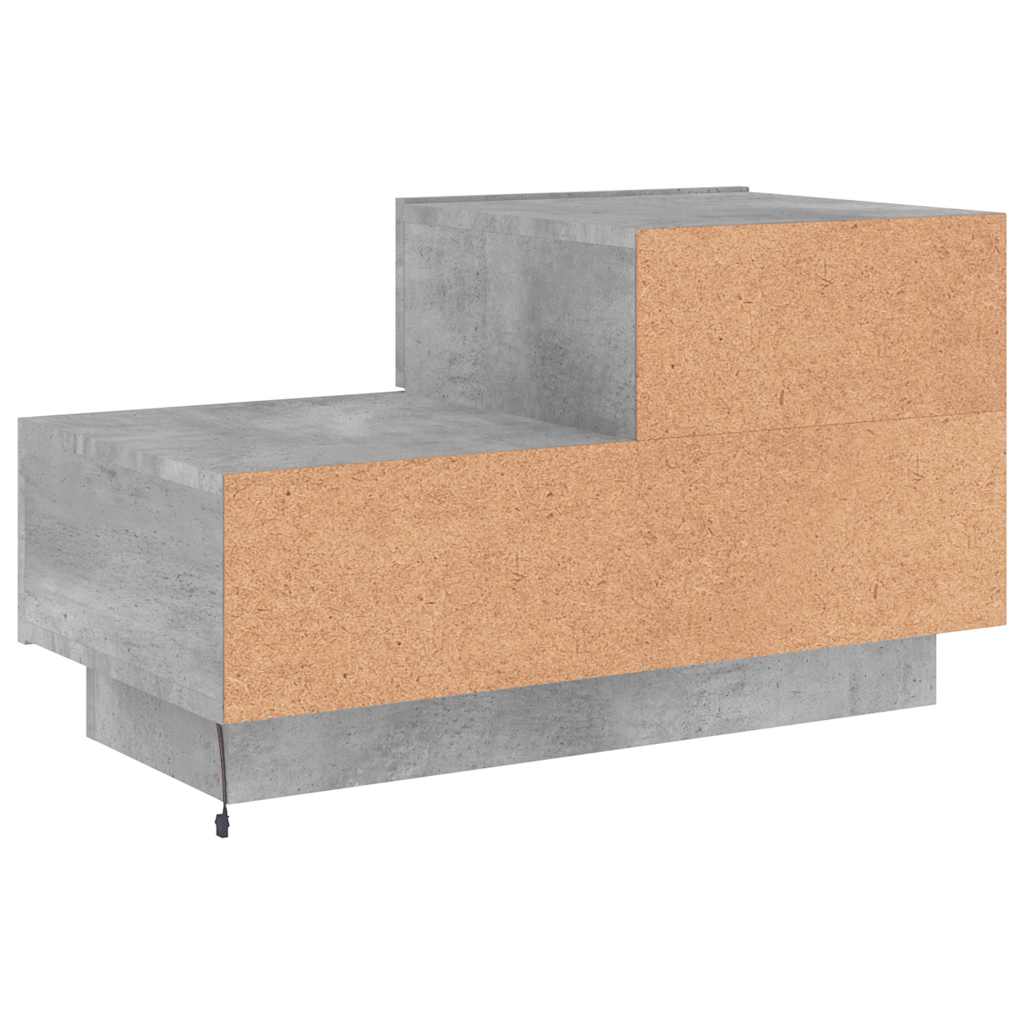 Mesa de cabeceira com luzes LED 70x36x40,5 cm cinzento-cimento