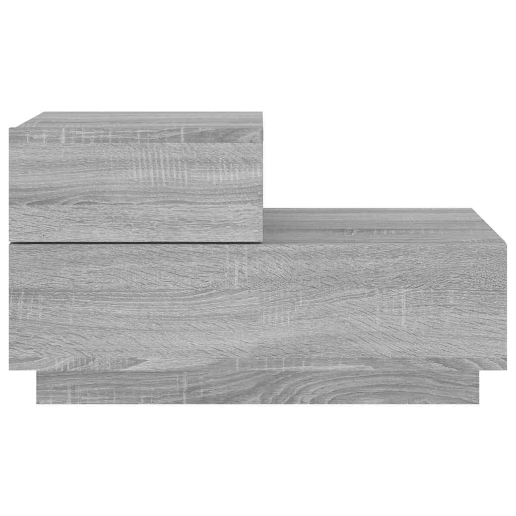 Mesa de cabeceira com luzes LED 70x36x40,5 cm cinzento-sonoma