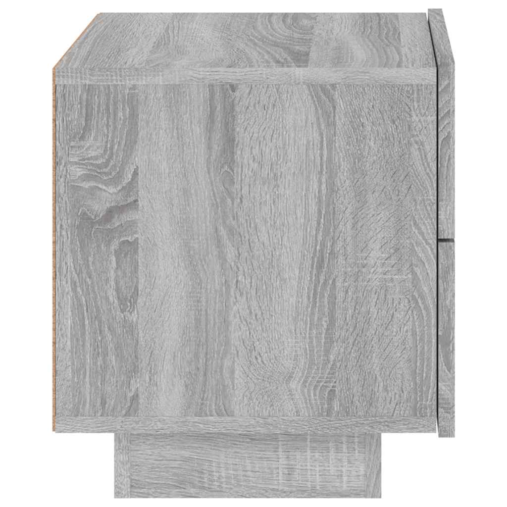 Mesa de cabeceira com luzes LED 70x36x40,5 cm cinzento-sonoma