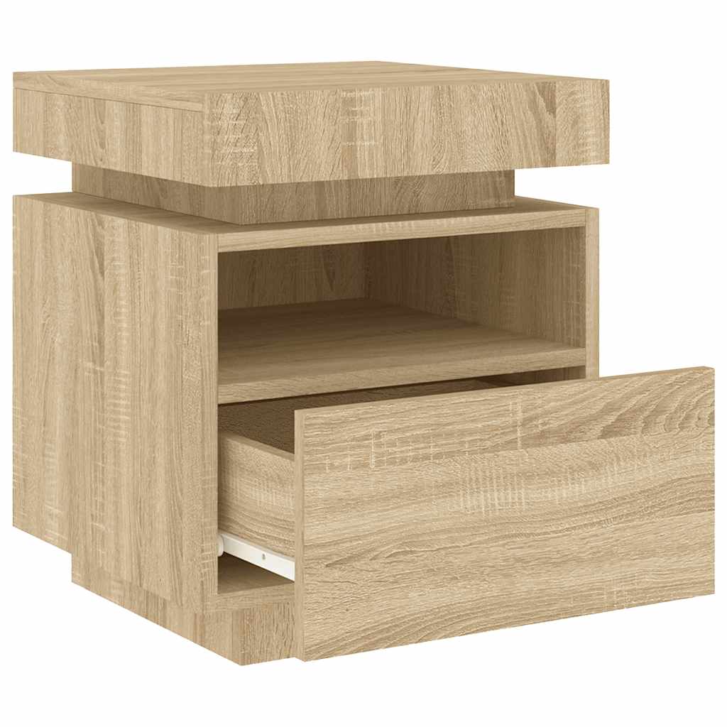 Mesa de cabeceira com luzes LED 40x39x48,5 cm carvalho sonoma