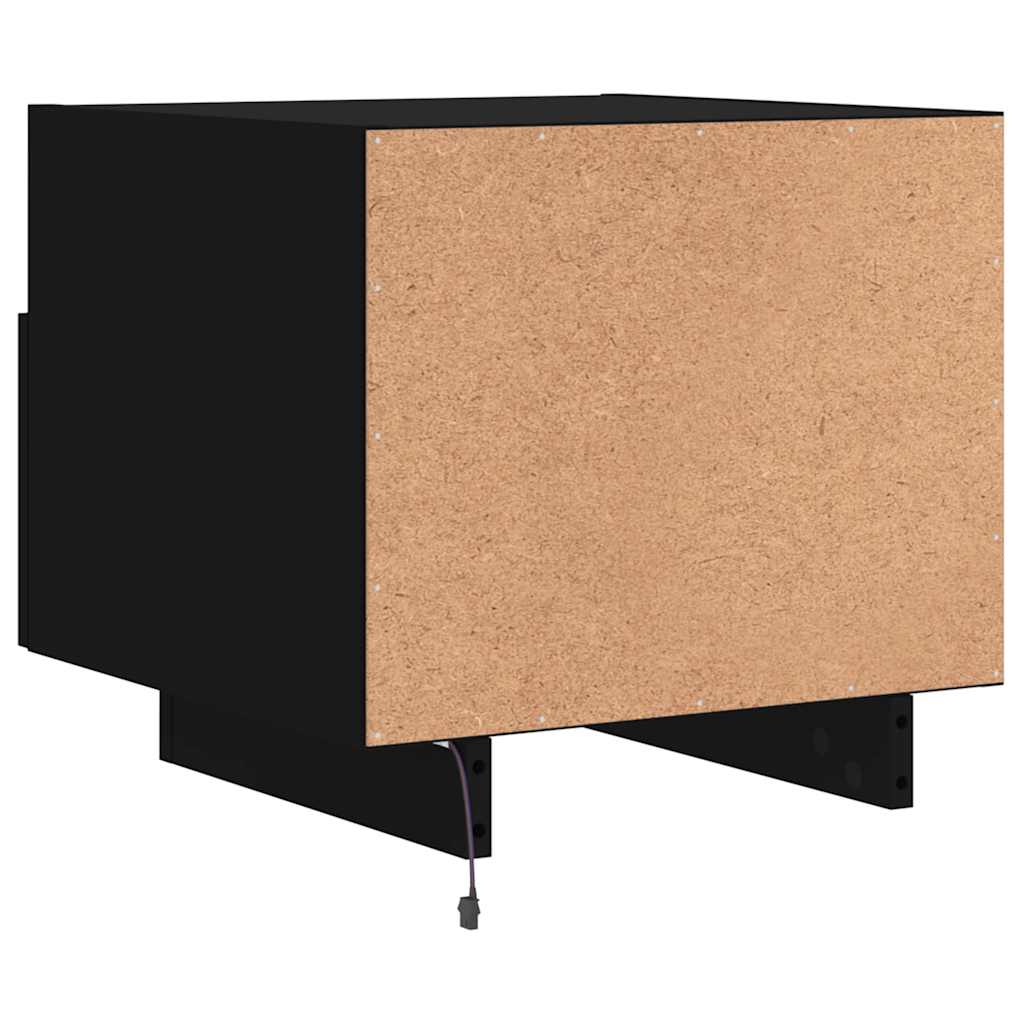 Mesa de cabeceira com luzes LED 40x39x37 cm preto