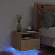 Mesa de cabeceira com luzes LED 40x39x37 cm carvalho sonoma