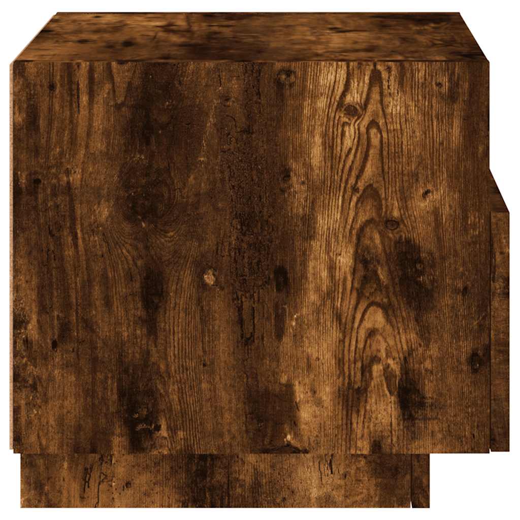 Mesa de cabeceira com luzes LED 40x39x37 cm carvalho fumado