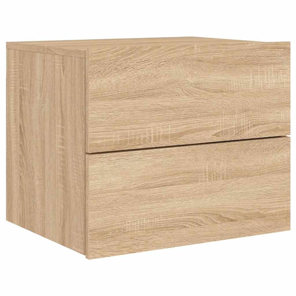 Mesas de cabeceira de parede com luzes LED 2pcs carvalho sonoma