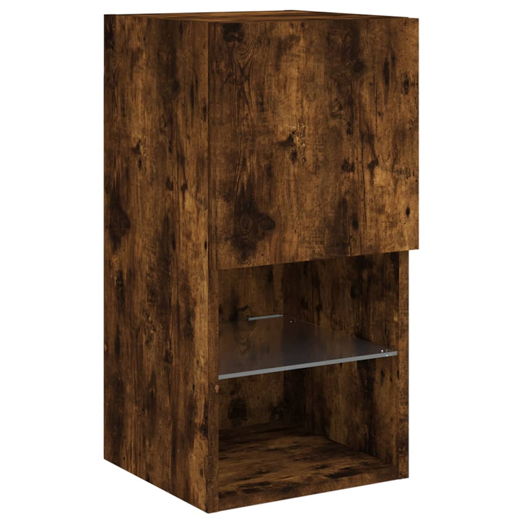 Móvel de TV com luzes LED 30,5x30x60 cm carvalho fumado