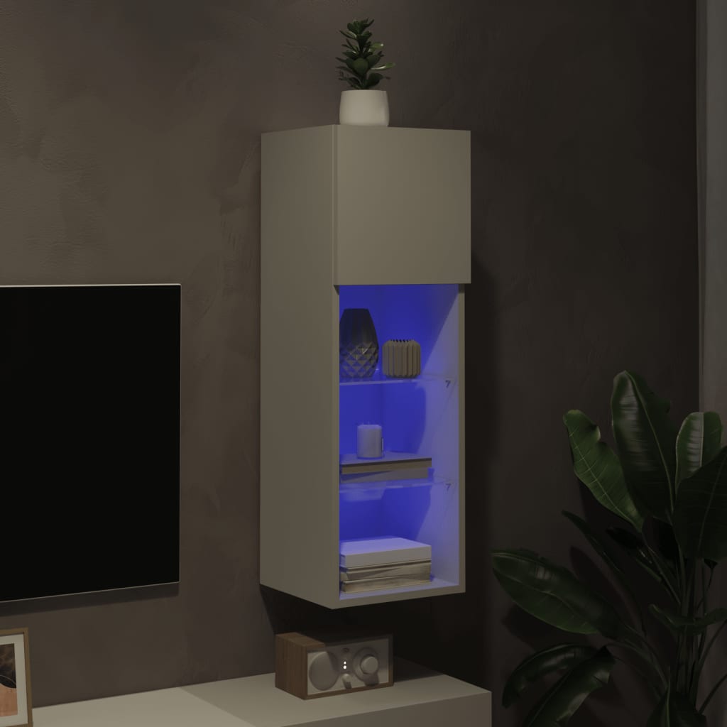 Móvel de TV com luzes LED 30,5x30x90 cm branco