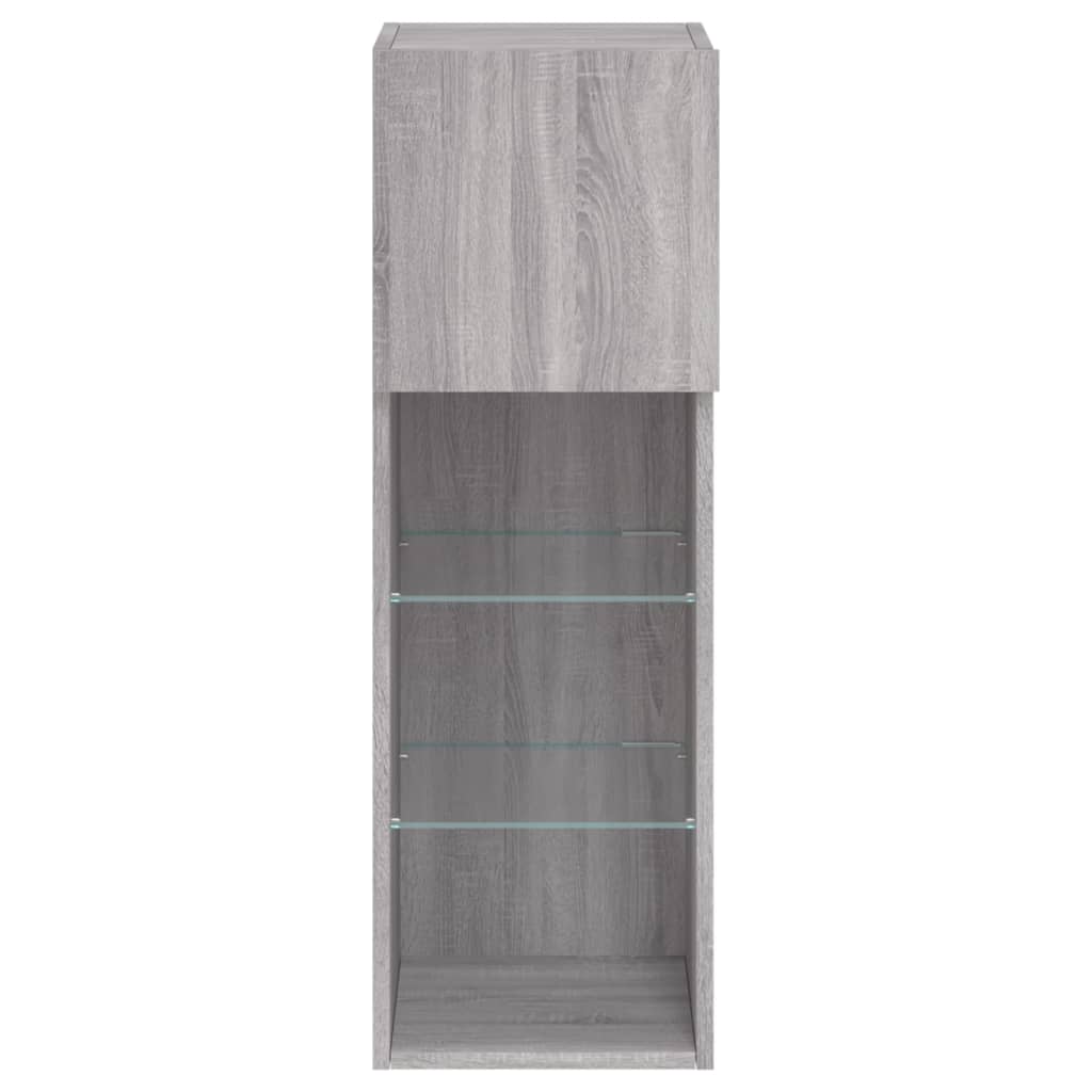 Móvel de TV com luzes LED 30,5x30x90 cm cinzento sonoma