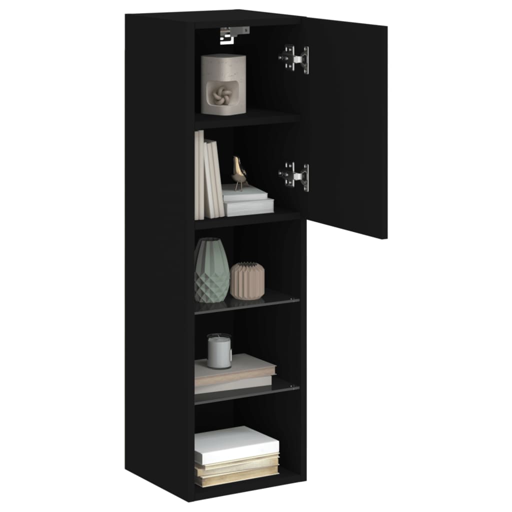 Móvel de TV com luzes LED 30,5x30x102 cm preto
