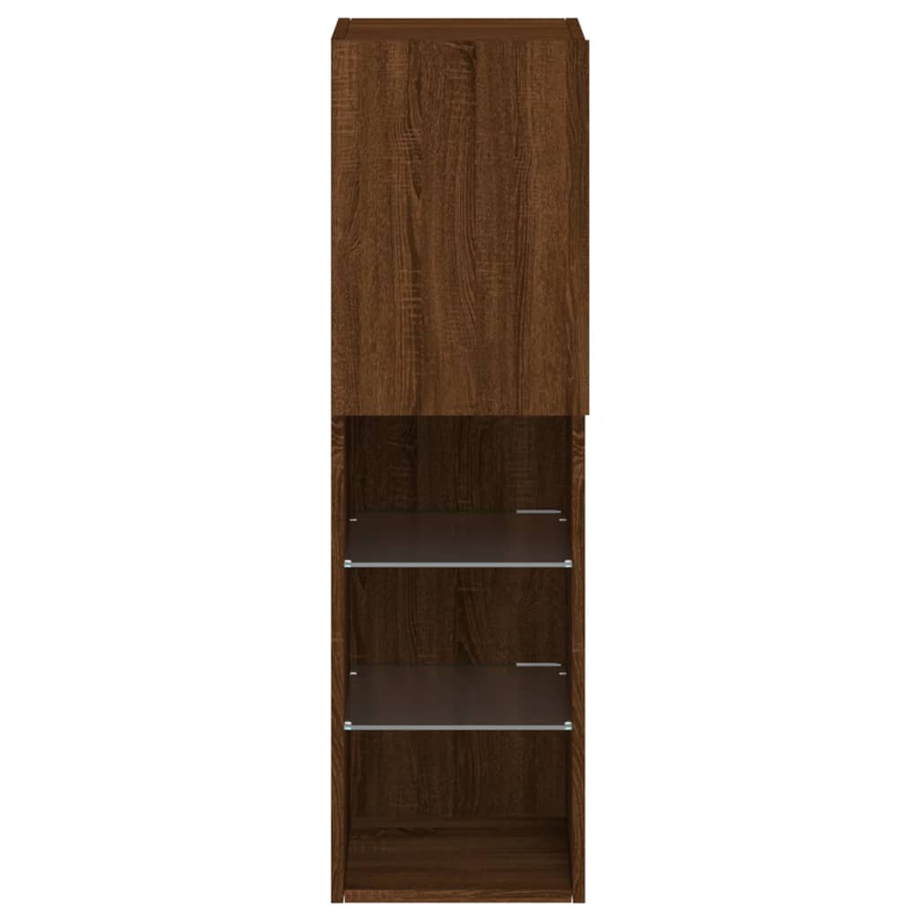 Móvel de TV com luzes LED 30,5x30x102 cm carvalho castanho