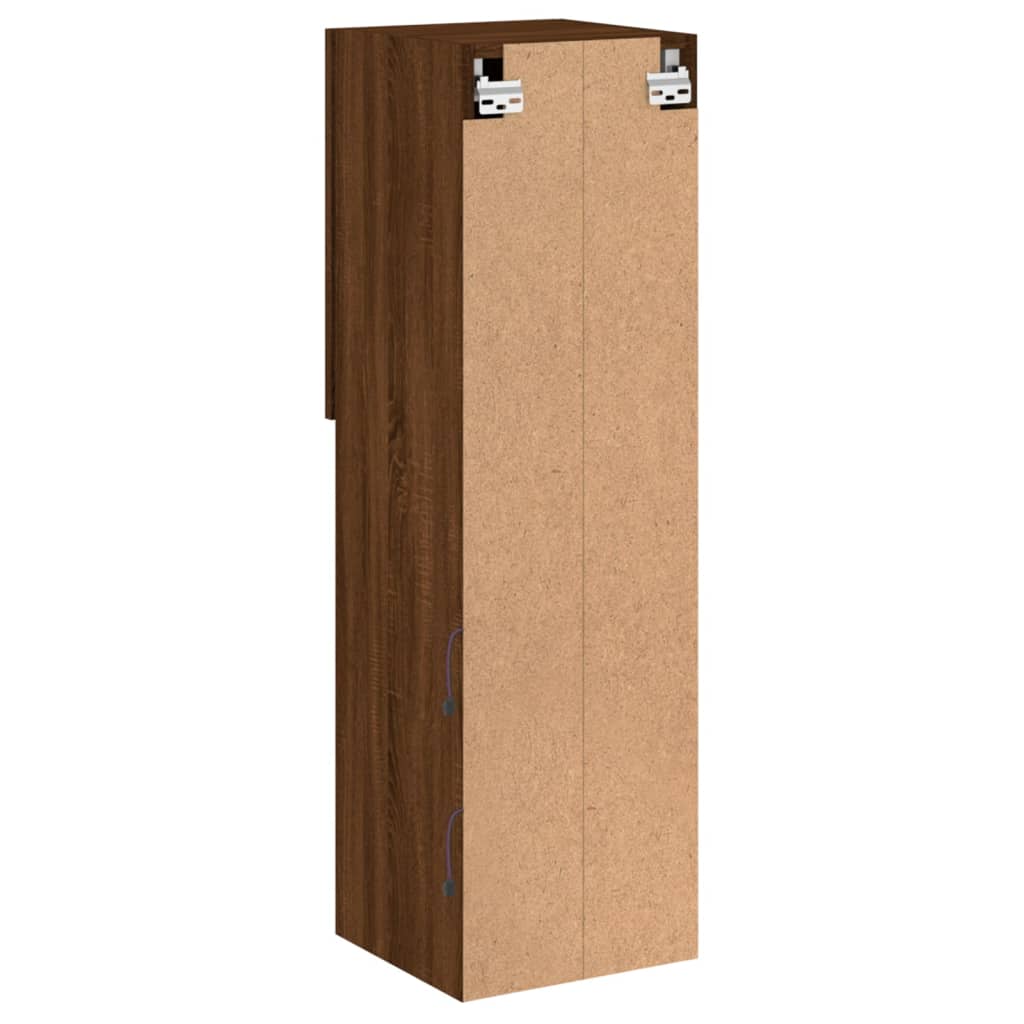 Móvel de TV com luzes LED 30,5x30x102 cm carvalho castanho