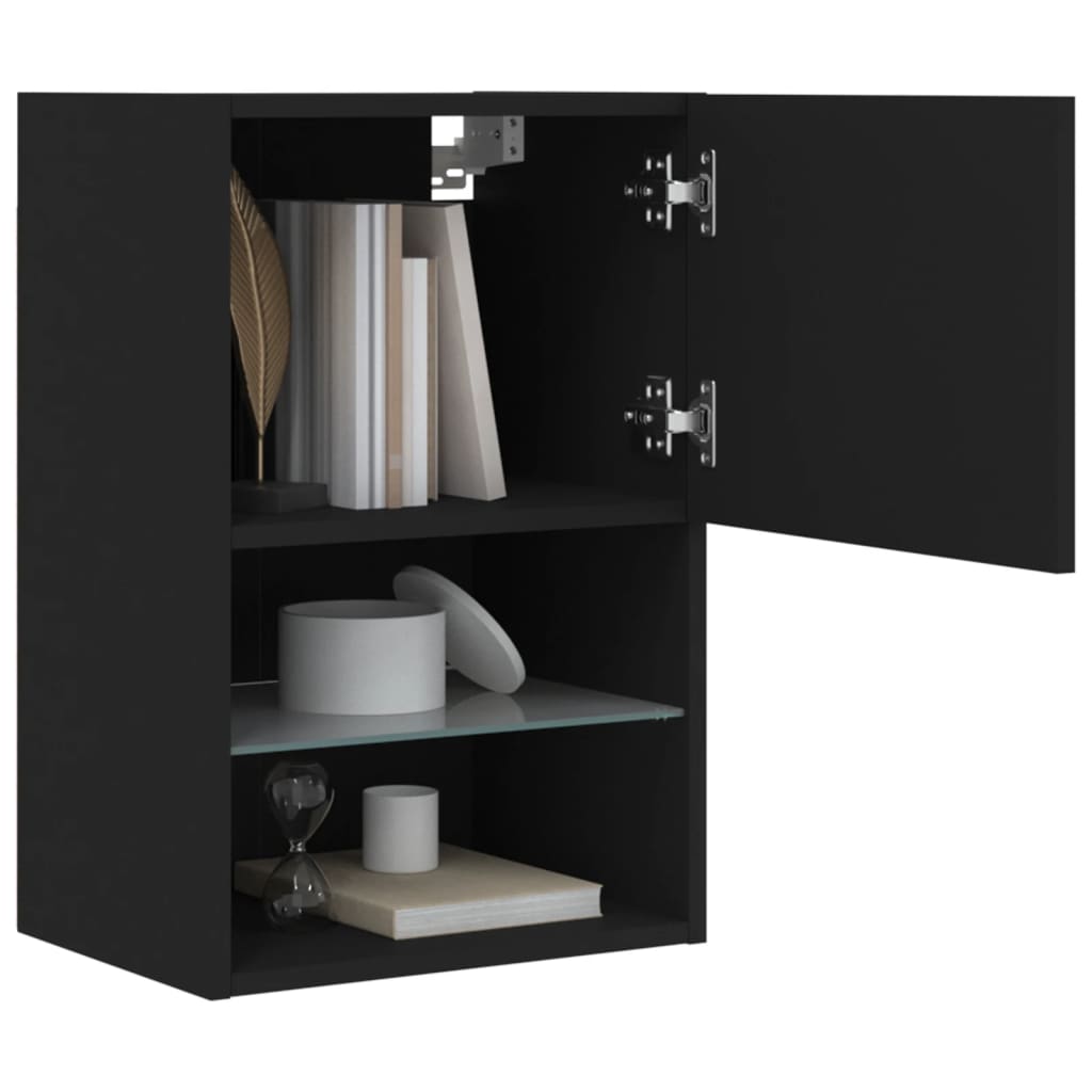 Móvel de TV com luzes LED 40,5x30x60 cm preto