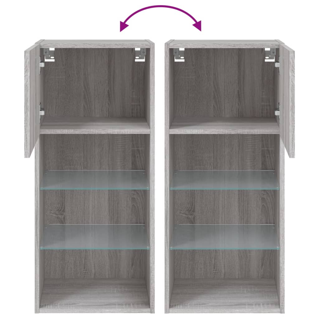 Móvel de TV com luzes LED 40,5x30x90 cm cinzento sonoma