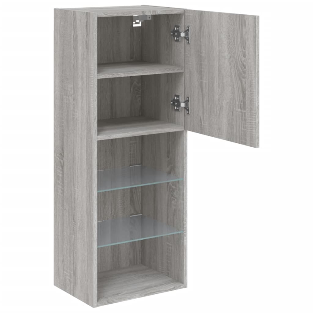 Móvel de TV com luzes LED 40,5x30x102 cm cinzento sonoma