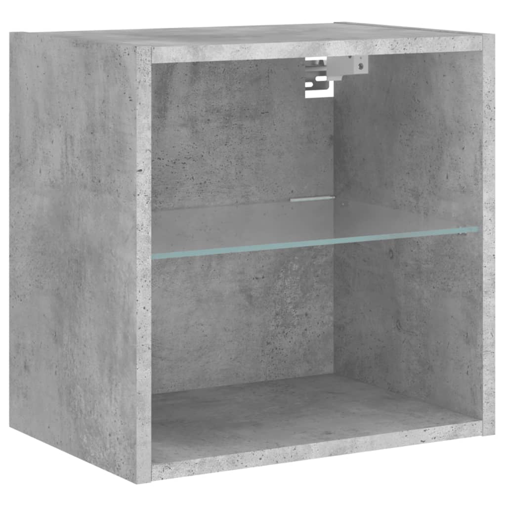 Mesa de cabeceira de parede com luzes LED cinzento cimento