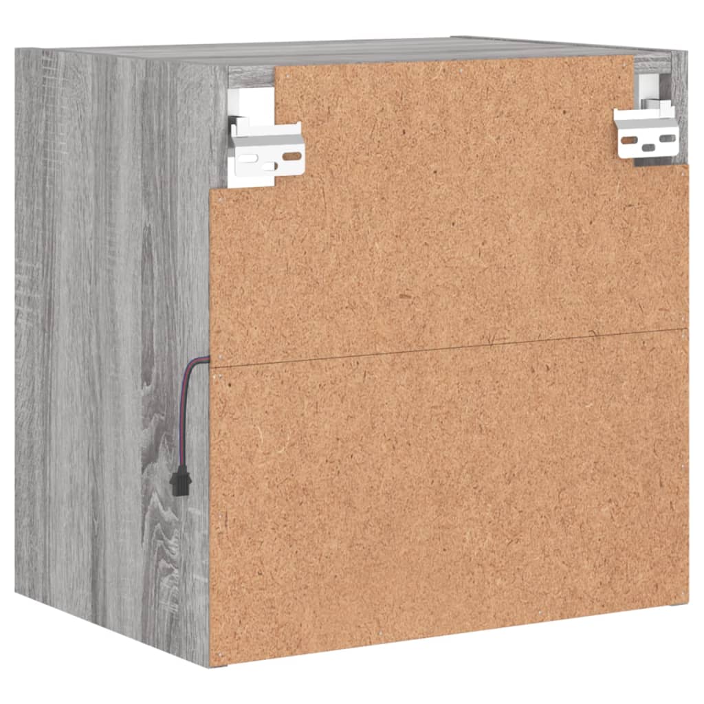 Mesa de cabeceira de parede com luzes LED cinzento sonoma