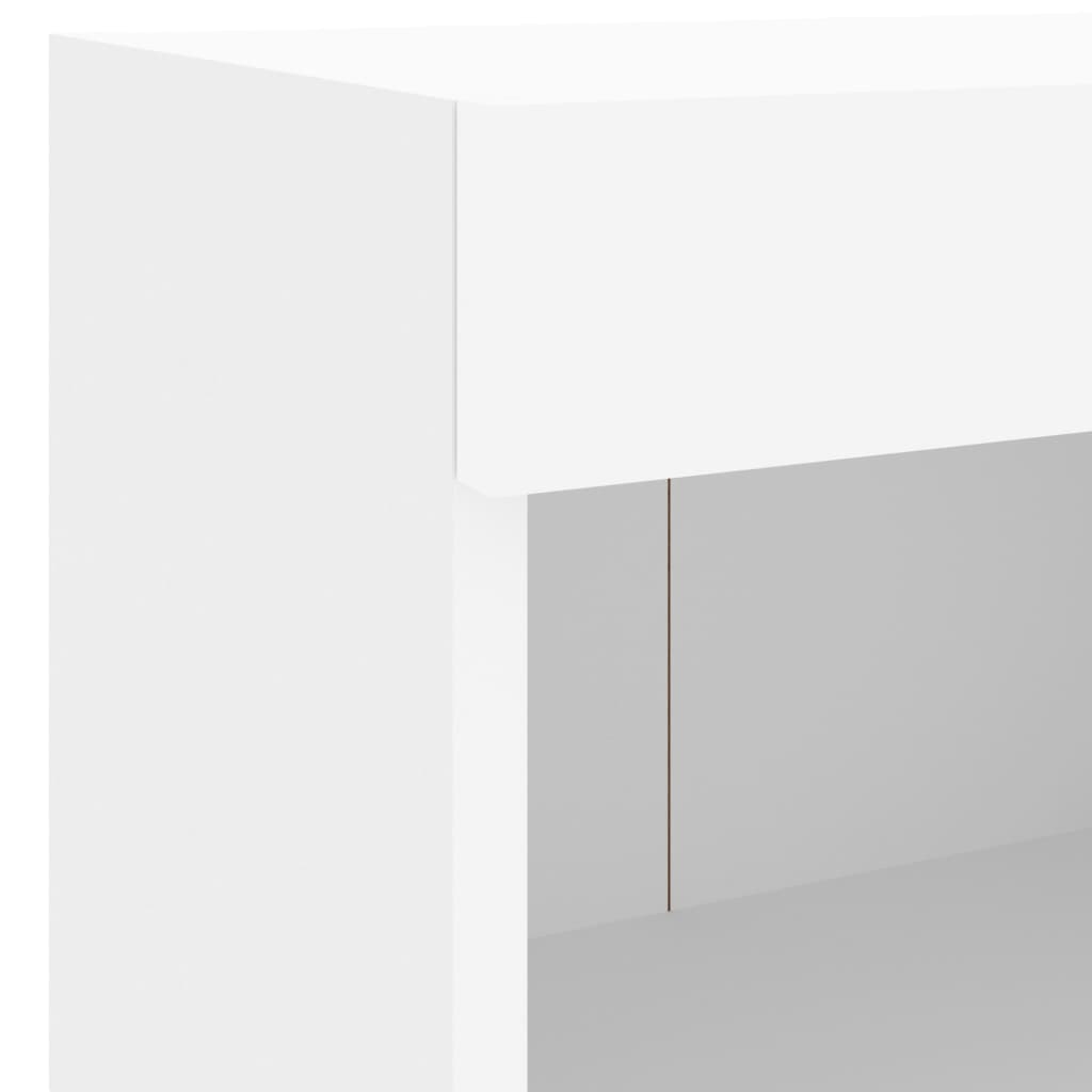 Mesas de cabeceira de parede com luzes LED 2 pcs branco