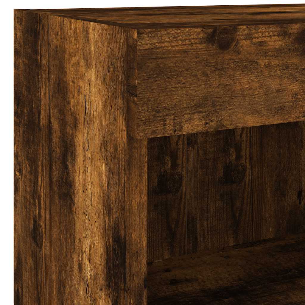 Mesa de cabeceira de parede com luzes LED carvalho fumado