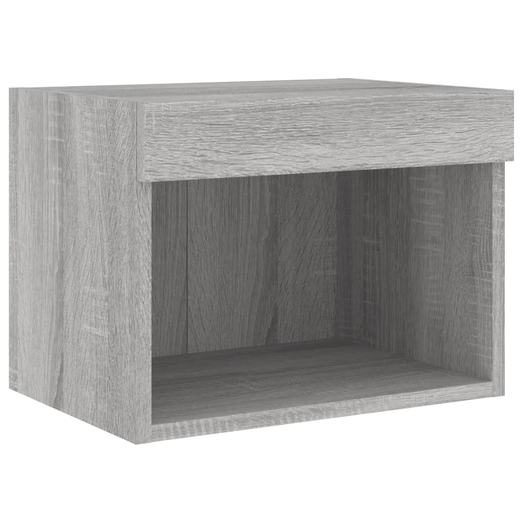 Mesa de cabeceira de parede com luzes LED cinzento sonoma