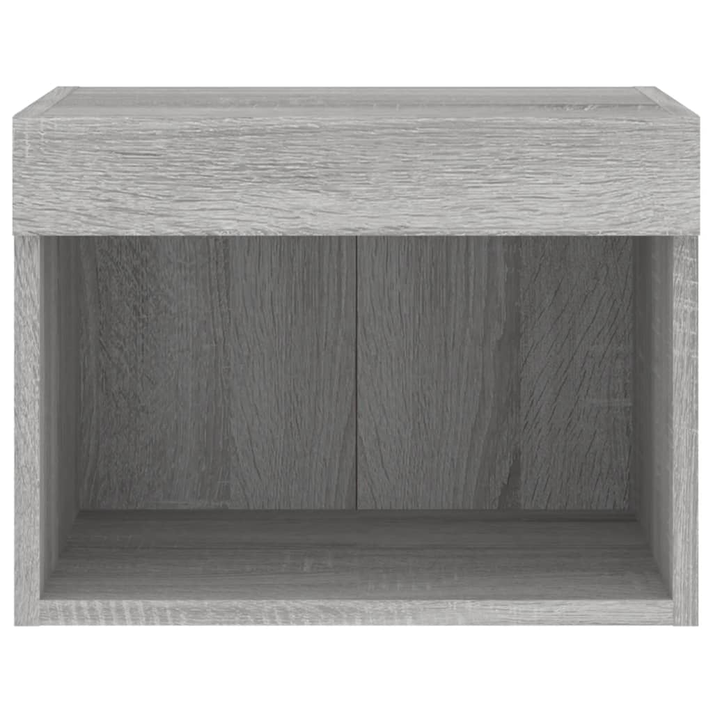 Mesa de cabeceira de parede com luzes LED cinzento sonoma