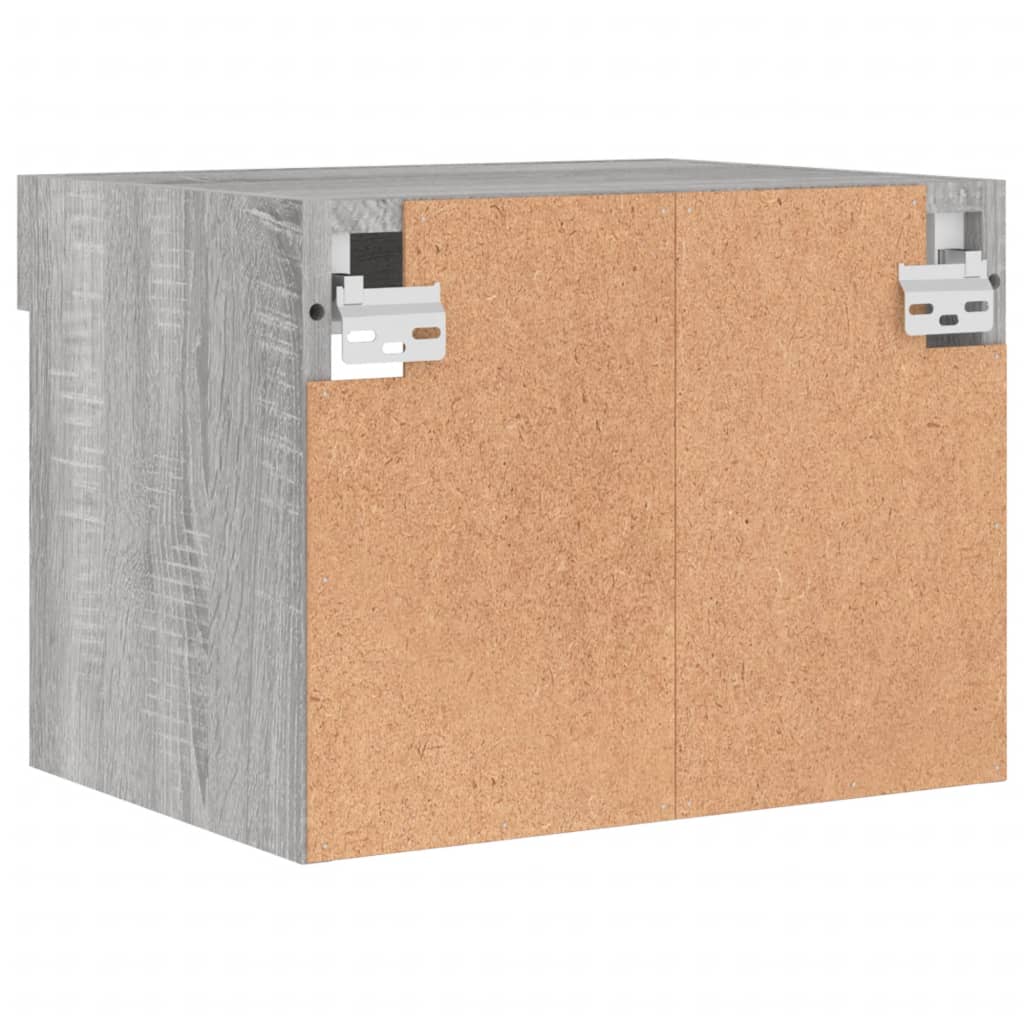 Mesa de cabeceira de parede com luzes LED cinzento sonoma