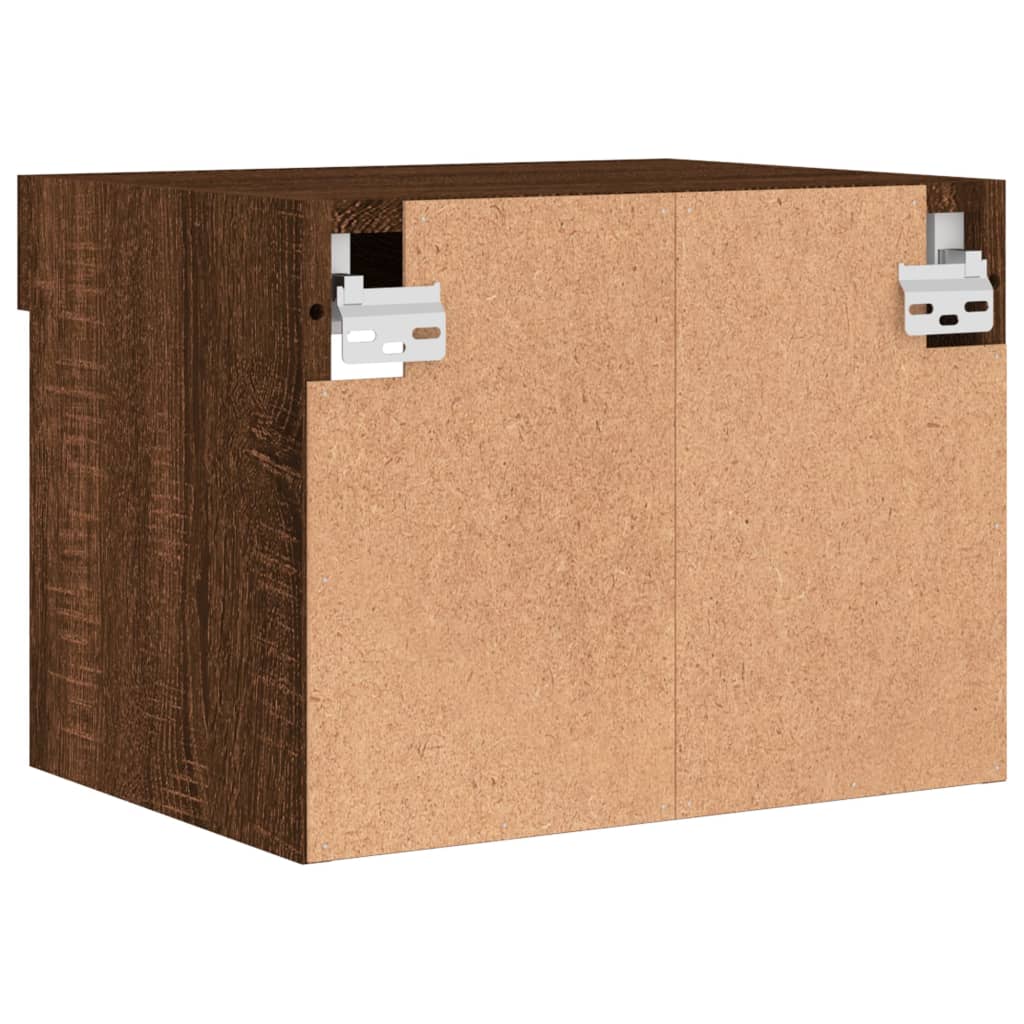 Mesas de cabeceira parede c/ luzes LED 2 pcs carvalho castanho
