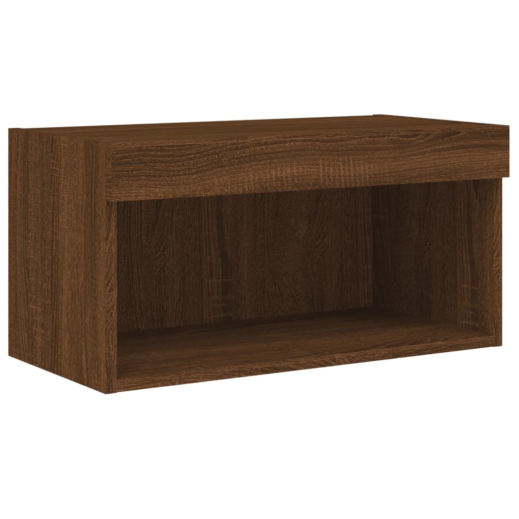 Móvel de TV com luzes LED 60x30x30 cm carvalho castanho