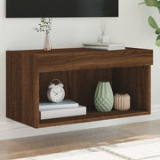 Móvel de TV com luzes LED 60x30x30 cm carvalho castanho