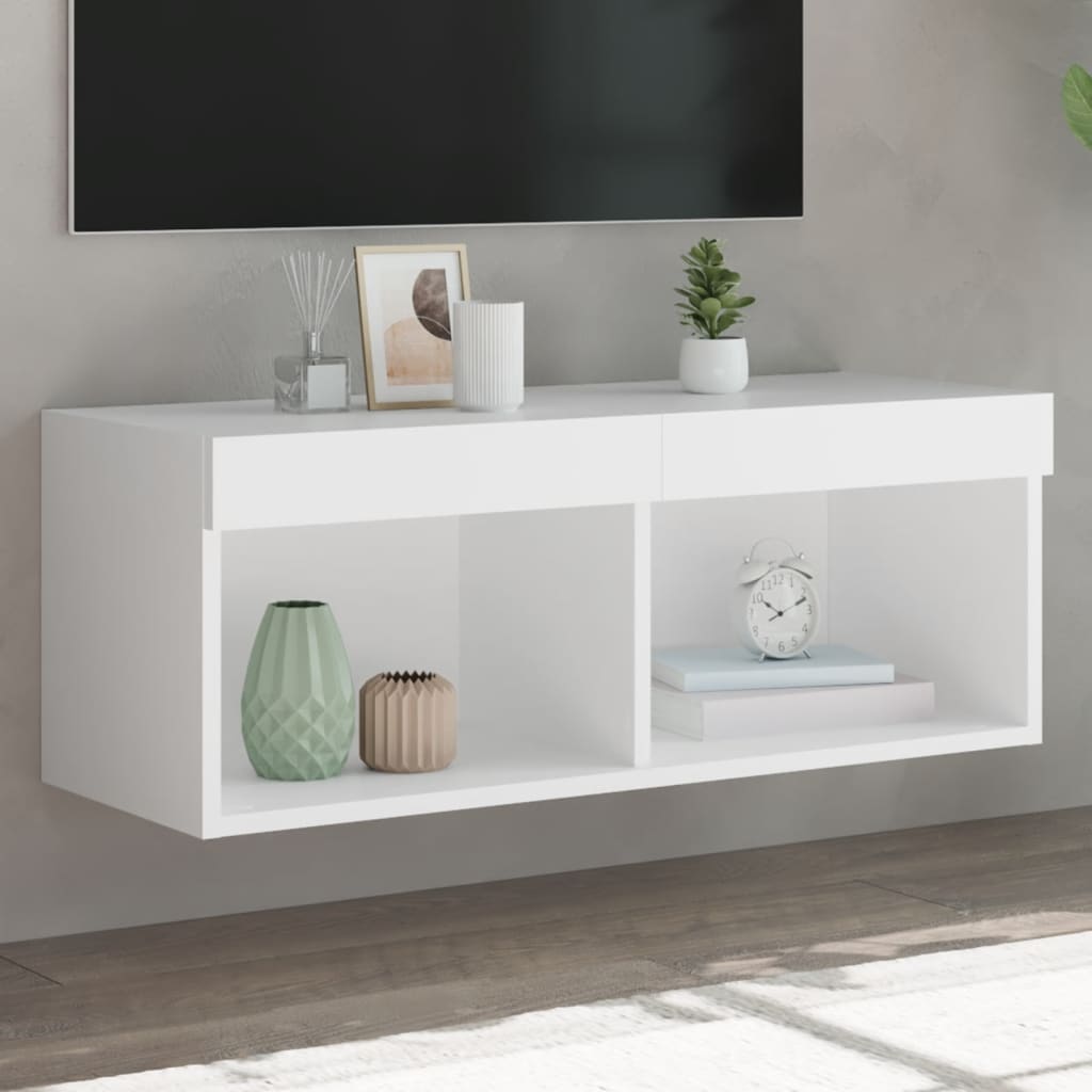 Móvel de TV com luzes LED 80x30x30 cm branco