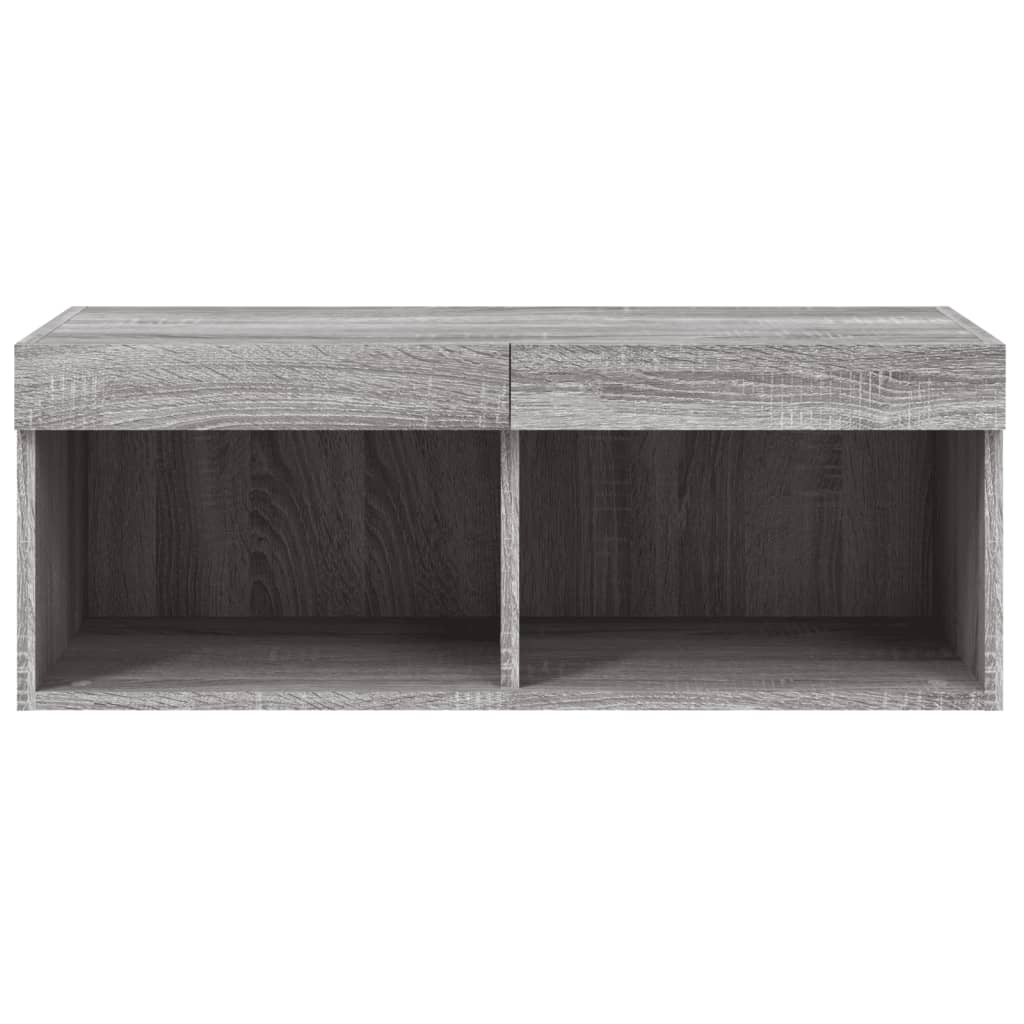 Móvel de TV com luzes LED 80x30x30 cm cinzento sonoma