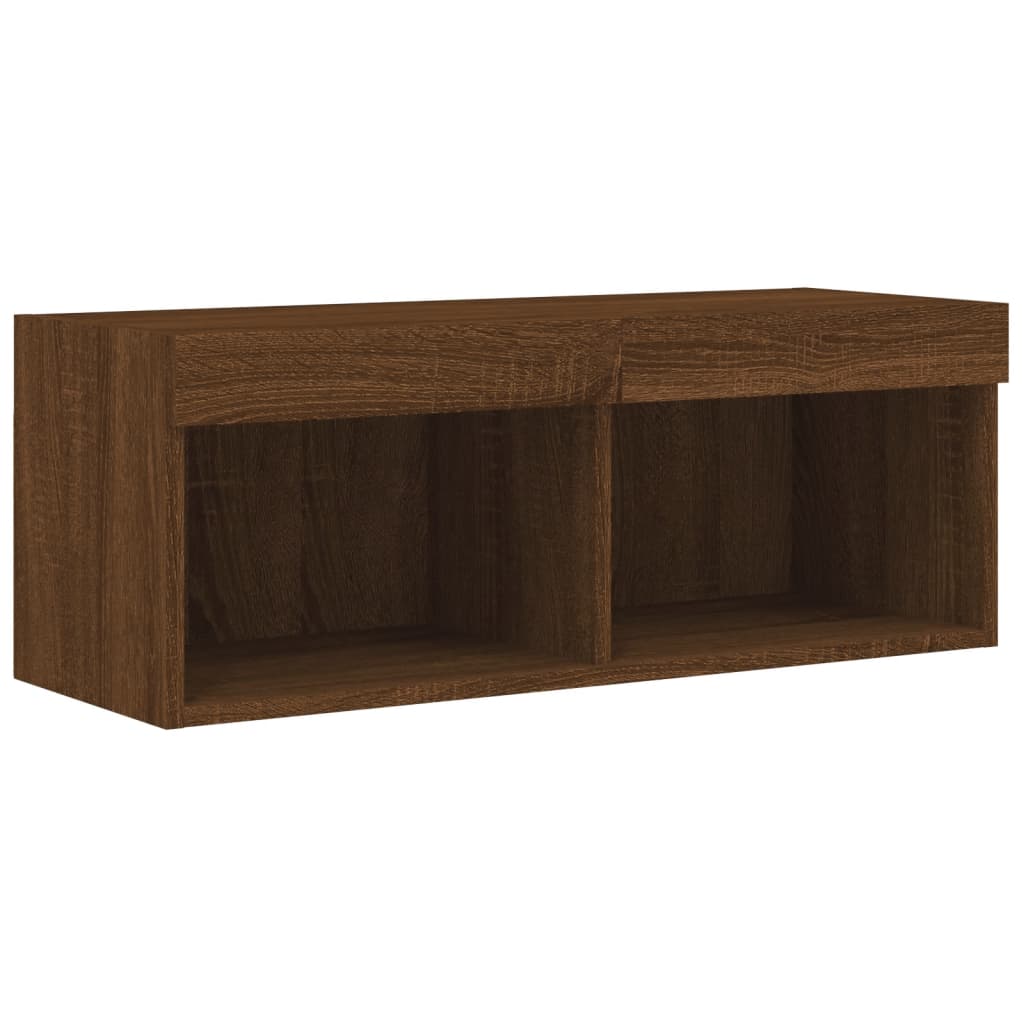 Móvel de TV com luzes LED 80x30x30 cm carvalho castanho
