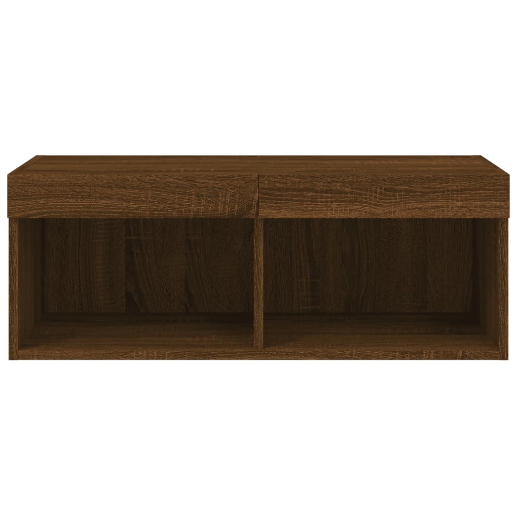 Móvel de TV com luzes LED 80x30x30 cm carvalho castanho