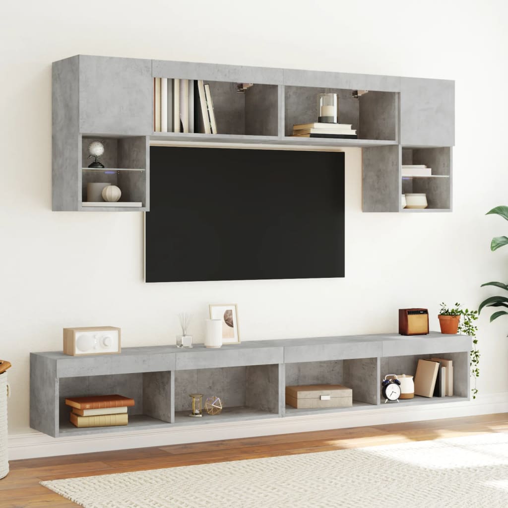 Móvel de TV com luzes LED 100x30x30 cm cinzento cimento