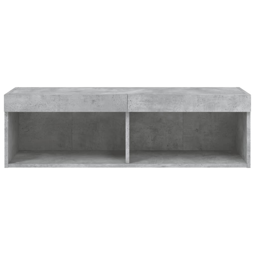 Móvel de TV com luzes LED 100x30x30 cm cinzento cimento