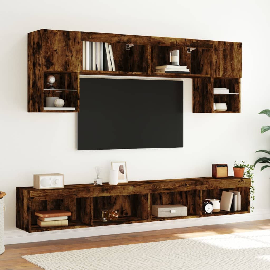 Móvel de TV com luzes LED 100x30x30 cm carvalho fumado