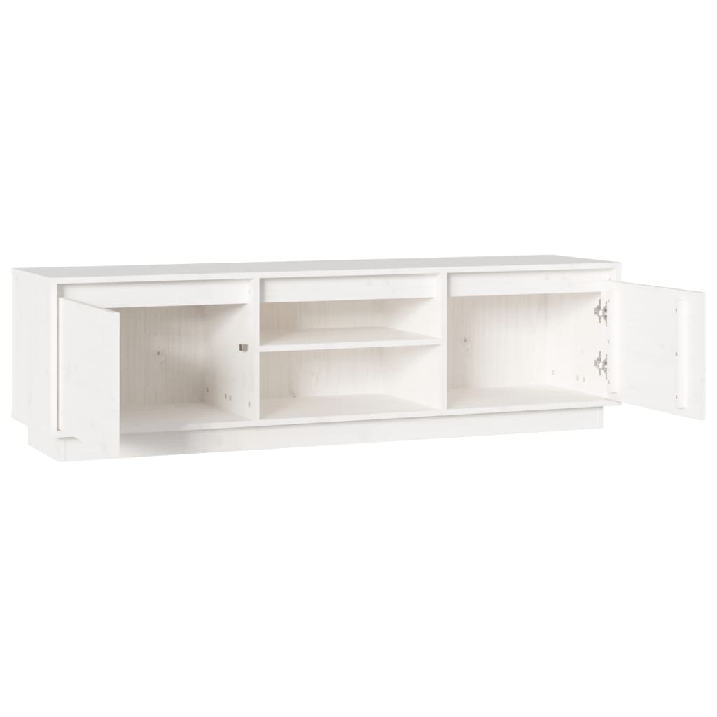 Móvel de TV 140x35x40 cm madeira de pinho maciça branco