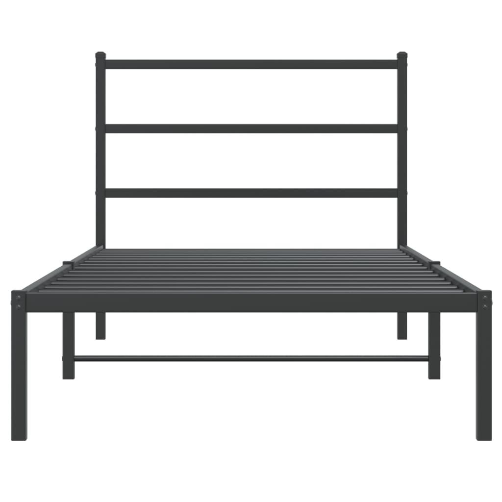 Estrutura de cama com cabeceira 100x190 cm metal preto